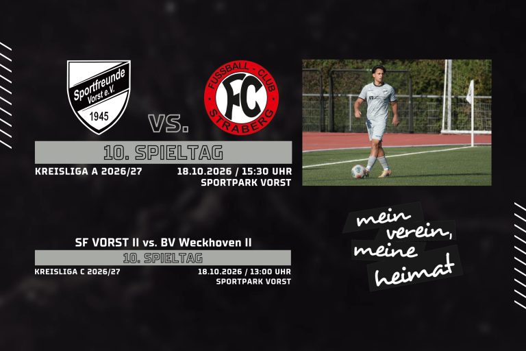 „Erste“ empfängt den FC Straberg – „Zwote“ gegen Weckhoven II